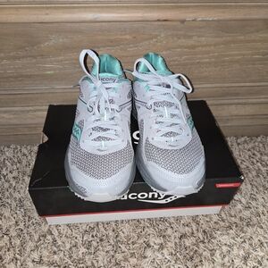 Saucony Gray and Aqua Athletic Sneakers
